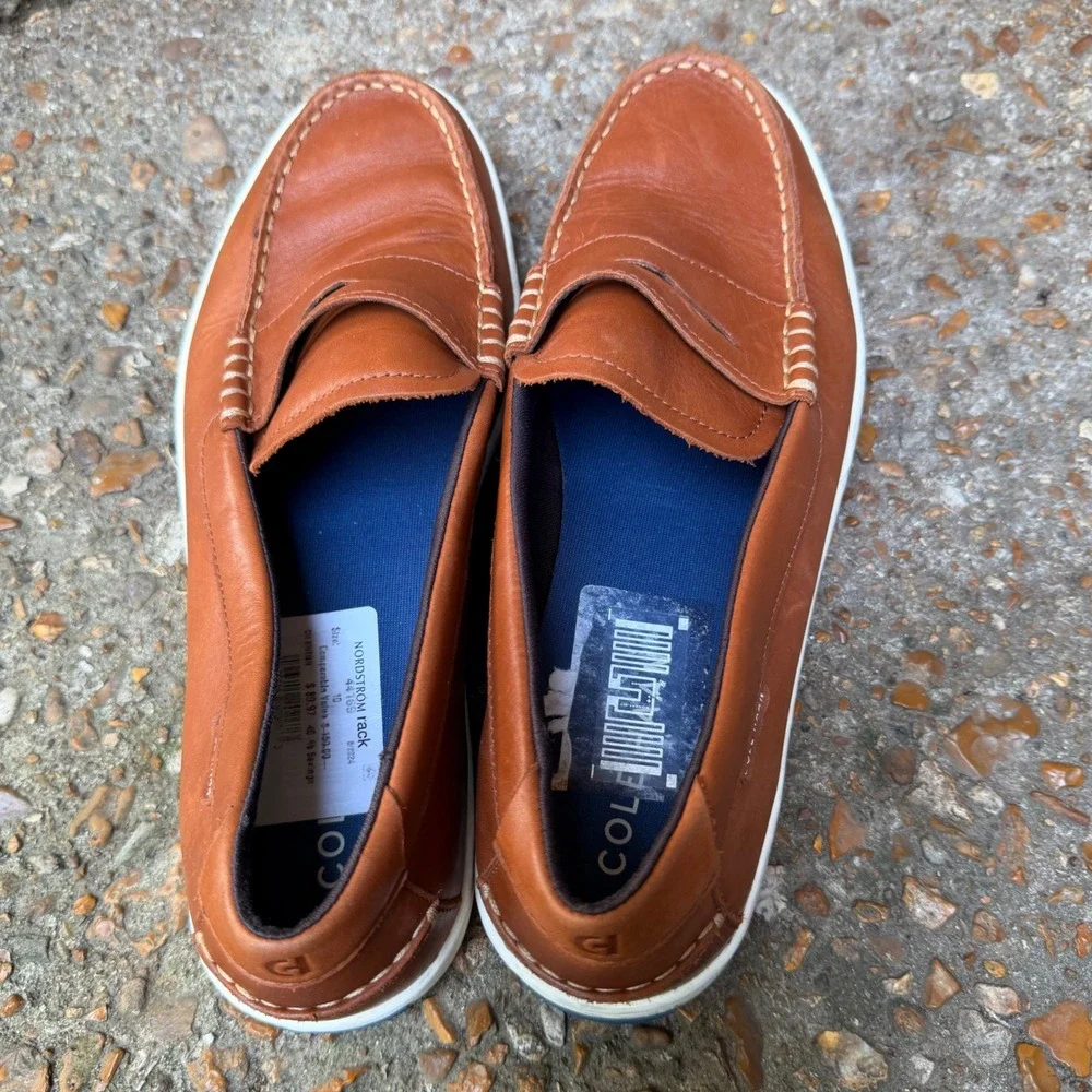 Cole Haan Mens C38626 British Tan Leather Penny Loafer Sneakers Size 10M